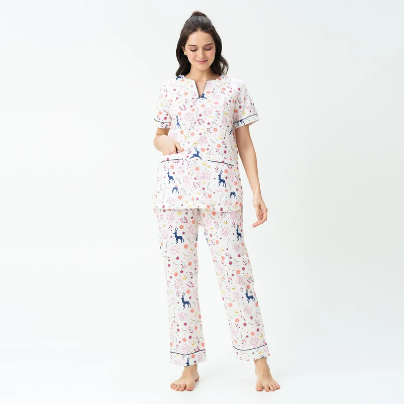 Magic Meadow Cotton Dip-Neck Pyjama Set