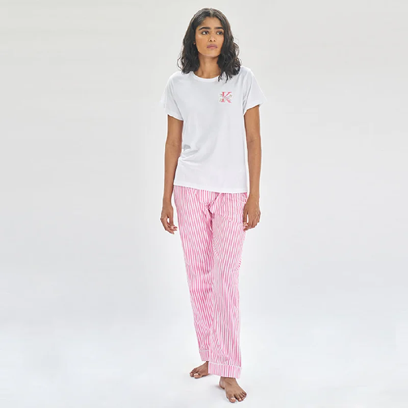 Morganite Embroidered  T-shirt & Cotton Pyjama